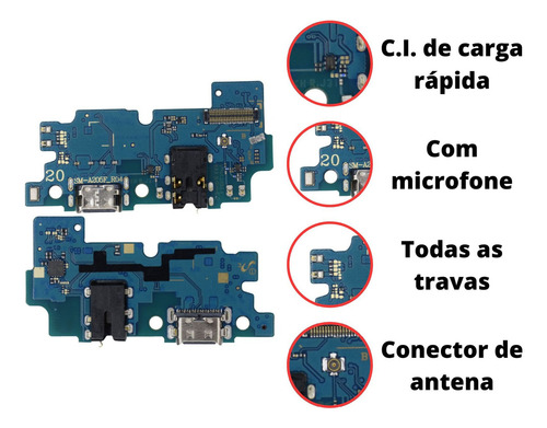 Placa Flex Carga Conector Compatível Galaxy A20 (a205) Turbo Pklk Premium
