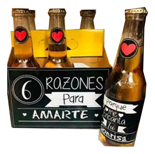 Imprimible Caja Cerveza 6 Razones San Valentín Enamorado