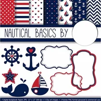 Comprar Kit Imprimible  Nautical 2 - 8 Imag Png - 7 Fondos Ver Promo
