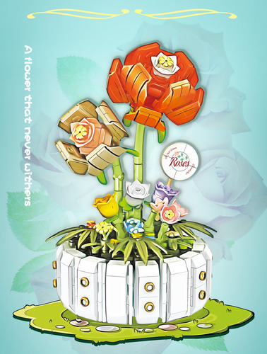 Juguete Con Forma De Ramo De Flores Eternas Con Bloques De C