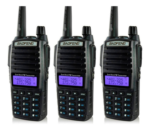 Kit Com 3 Rádios Ht Baofeng Uv-82 Vhf/uhf Dual Band