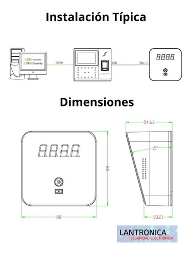 Imagen 6 de 10 de Termómetro Usb Control Acceso Tdm95e Personal Asistencia Re