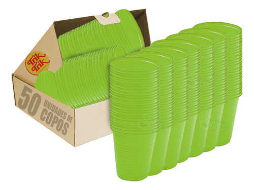 Copo Biodegradável Refrigerante 200ml Verde Trik - 50 Unid