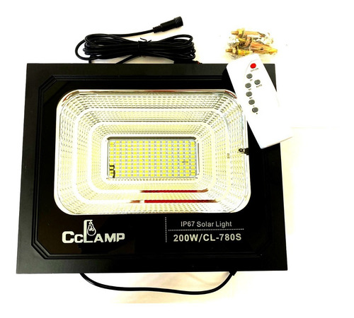 Imagen 2 de 3 de Lampara Recargable Con Panel Solar Reflector De 200w Cl-780s