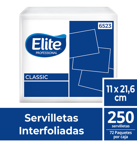 Caja De Servilleta Elite Intercalada 72 Paquetes X250 (6523) Color Blanco