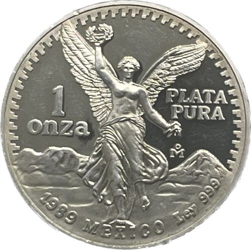 Onza 1989, Proof, Acabado Espejo, Plata Pura, Serie Libertad