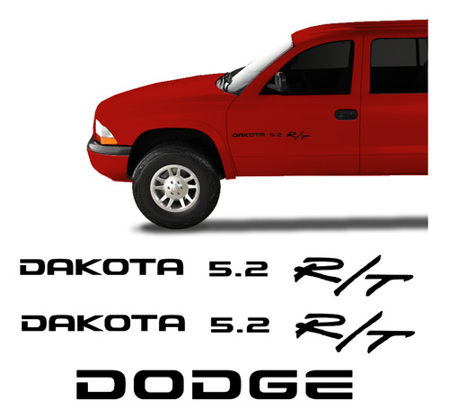 Kit Adesivos Dakota 5.2 R/t Dodge Emblemas Laterais/traseiro