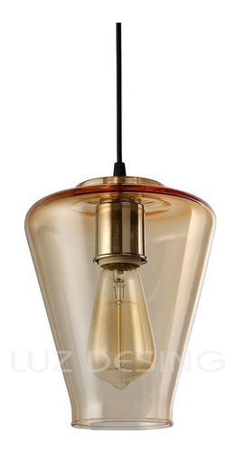 Colgante 1 Luz Vintage Antique Bronce Ambar Cuotas E-27