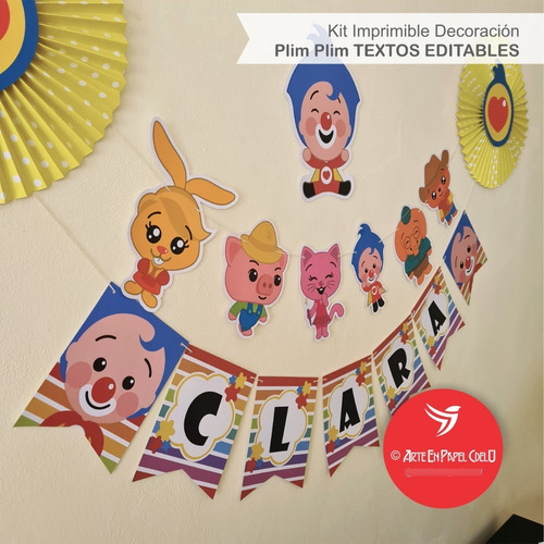 Imagen 2 de 10 de Kit Imprimible Decoración Candy Bar Payaso Plim Plim Editabl