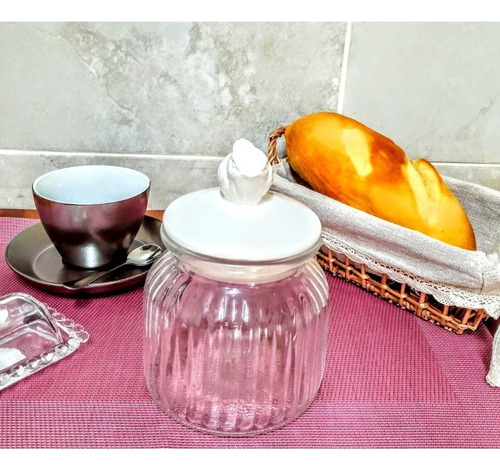 Pote Para Mantimentos Vidro Enfeite De Passarinho Cozinhas Cor Branco