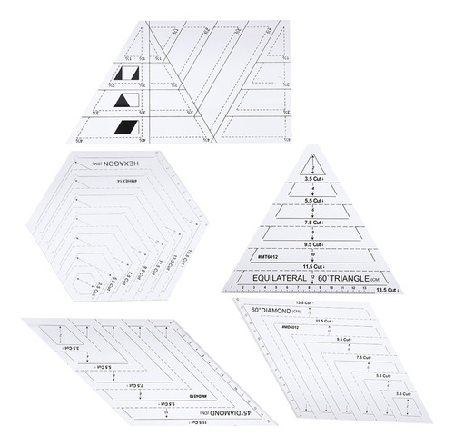 Juego De Reglas Patchwork 5pcs Plantillas De Acolchado Trans