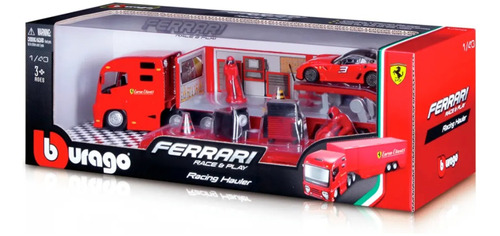 Camion De Bomberos Burago + Auto Ferrari Race & Play Racing 