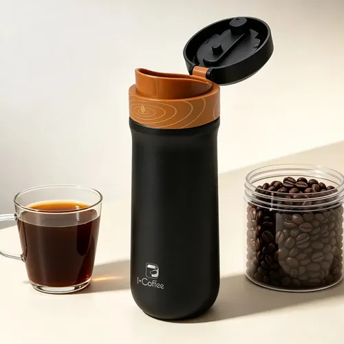 iCoffee Cafeteira Prensa Francesa Térmica Inox Portátil Cor Preto