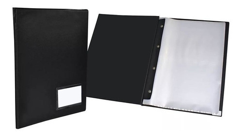 Pasta Catálogo Visor E Bolso Preta 100 Envelopes 235mmx325mm Cor Preto