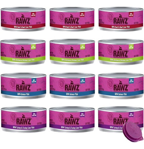 Rawz - Húmedo, 12 Latas Variadas, 4 Sabores De 5.5 Oz
