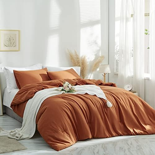 Nayoroom Juego De Edredón De Color Naranja Quemado, Tamaño K