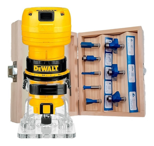 Router Dewalt + Juego De 8 Brocas De 1/4¨