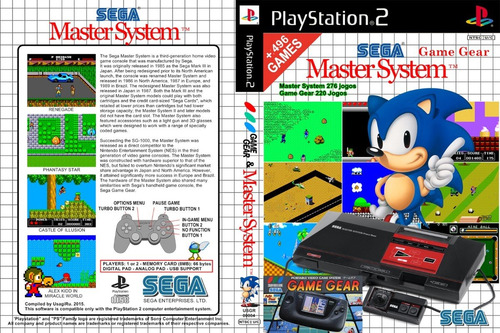 Emulador Master System E Game Gear Com 496 Jogos Para Ps2