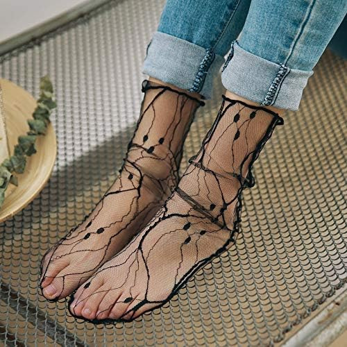 4 Pares De Calcetines Tobilleros Sueltos De Malla De Encaje