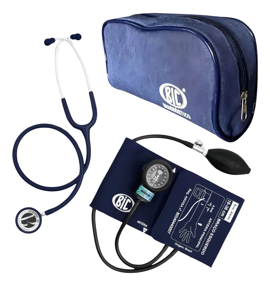 Aparelho De Pressão Arterial Inova Plus Bic Esfigmo + Esteto Cor Azul Liso