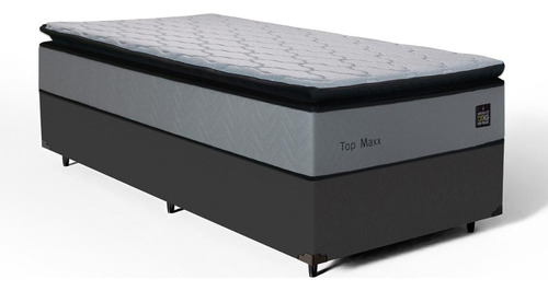 Cama Box Solteiro Com Colchão De Espuma D33 Pillow Top Maxx Cor Preto