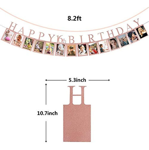 Pancarta Con Foto De Feliz Cumpleaños Número 16 En Oro Rosa