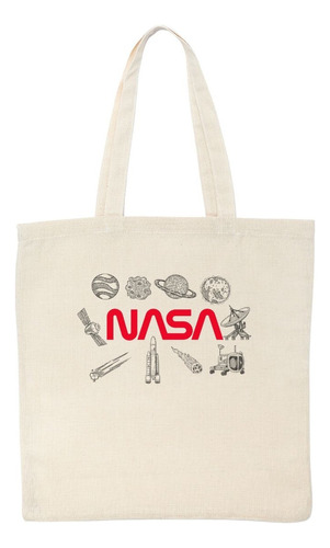 Bolsa Tote Bag Nasa Espacio Color Beige Diseño de la tela Liso