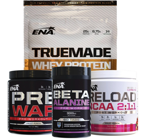 Whey Protein True Made 1lb + Prewar + Reload Bcaa + Beta Ena