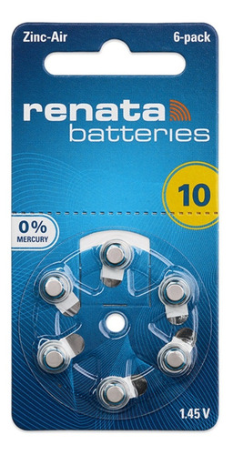 Imagen 3 de 6 de Pilas Audifono Zinc Air Renata 10 (pr70) 6 Unidades Alemanas