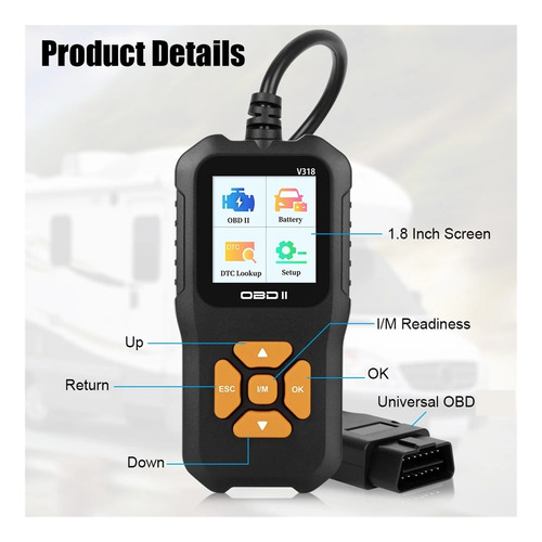 Escáner Obd2 V318 Check Engine System, Lector De Códigos De