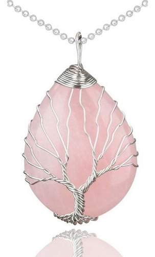 Collar Árbol De La Vida Cuarzo Rosa Más Estuche Dayoshop