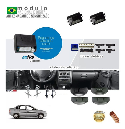 Kit Vidro Elétrico Corsa Classic 2000 4 Portas+travas