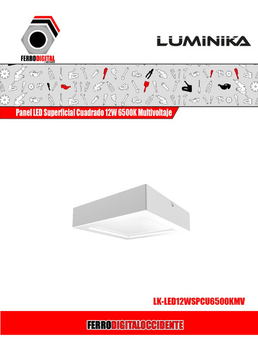 Imagen 2 de 4 de Panel Led Superficial Cuadrado 12w 6500k Multivoltaje