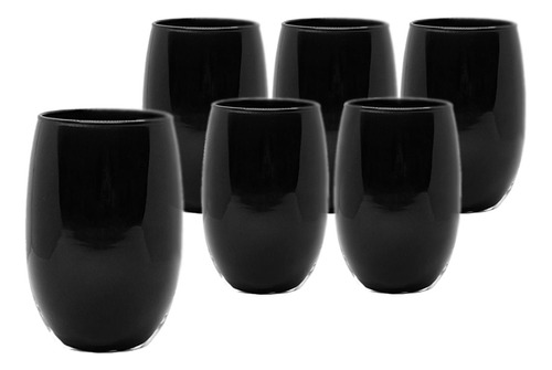 Vasos Mikonos Copon Cristar Vidrio Templado Negros X6