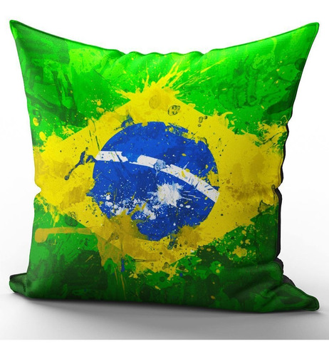 Imagem 1 de 2 de Capa De Almofada Premium 43x43  Bandeira Grunge Brasil