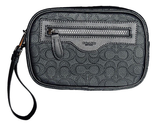 Neceser Cosmetiquera Unisex Sobaquera Con Cierre Y Muñequera Negro Grabado