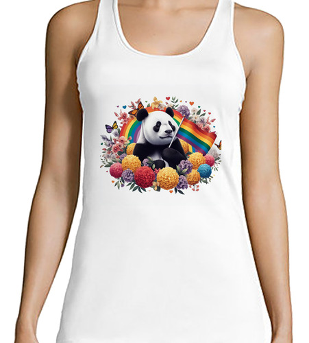 Musculosa Mujer Oso Panda Gay Orgullo Bandera Mariposas