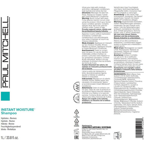 Shampoo De Umidade Instantânea Paul Mitchell, Hidrata Cabelo