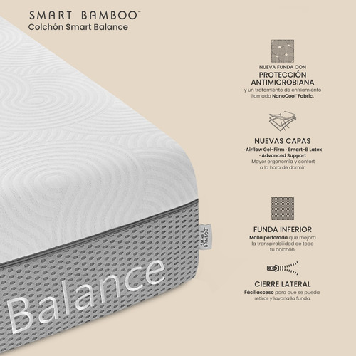 Colchon Individual Memory Foam Smart Bamboo Balance Premium