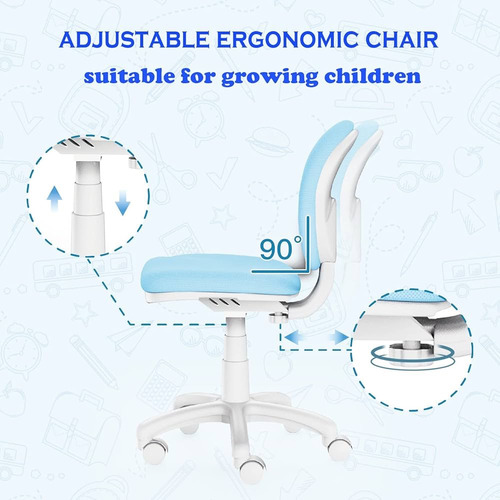 Silla De Escritorio Ergonómico Para Niños Azul Algodón