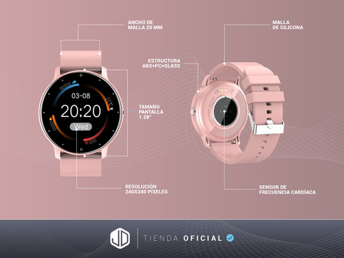 Smartwatch Reloj Inteligente Jd Andina Color Rosa Spo2 Cuota