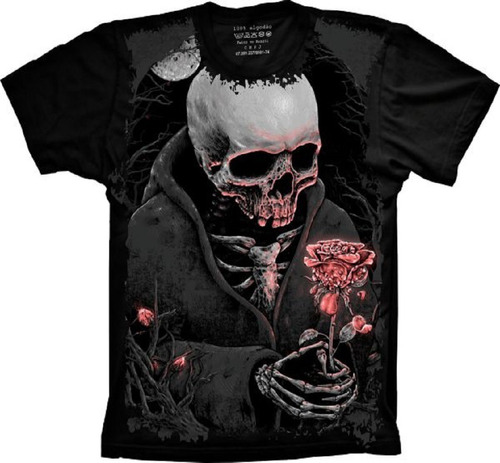 Camiseta Plus Size Legal - Cranio Caveira Com Rosas
