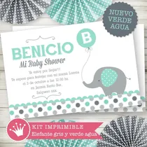 Comprar Kit Imprimible Elefante Bautismo Baby Shower Candybar Bebé 7