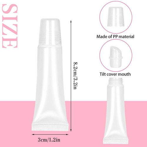 100pcs Brillo Labios En Tubos Vacíos Recargable Transparente