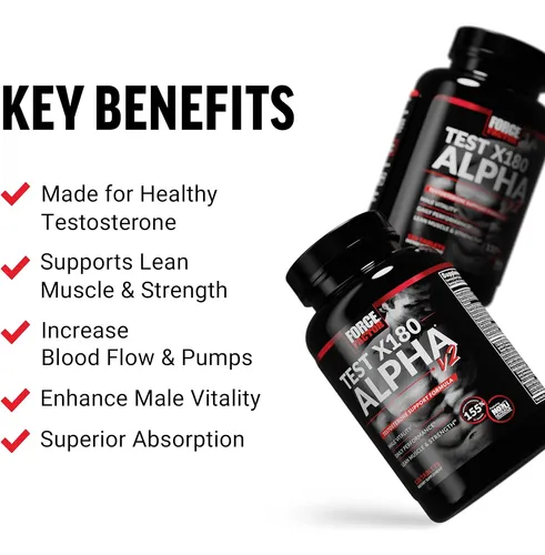 Force Factor Test X180 Alpha V2 T-support Para Hombres, Suplemento T Para Ayudar A Desarrollar Fuerza, Aumentar El Óxid