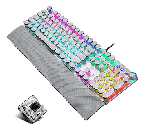 Teclado Mecanico Gamer Led Steampunk Cable Usb 2088-blanco