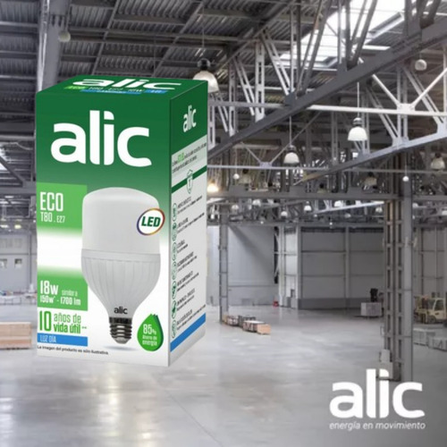 Lampara Led Alta Potencia T80 18w = 150w Alic Luz Dia E27 Color De La Luz Blanco Frío