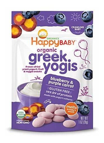Happy Baby Organic Greek Yogis (1 Ounce (pack Of 1)|blueber