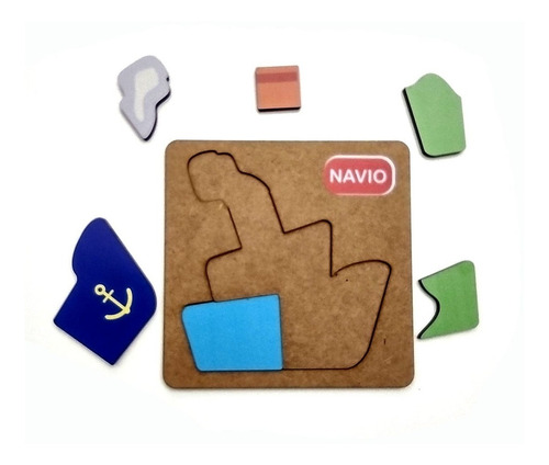 Imagem 5 de 6 de Jogo Quebra Cabeça Infantil Madeira Mdf 20x20cm Tema: Navio