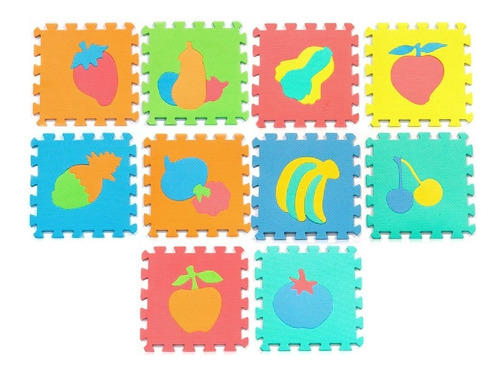  Alfombra Puzzle Goma Eva Frutas 10 Piezas Infantil